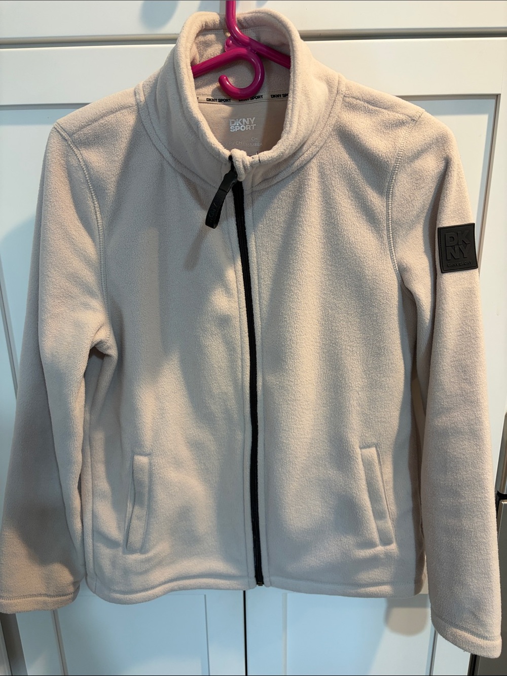 DKNY Light Cream Teddy Fleece Zip Jacket
